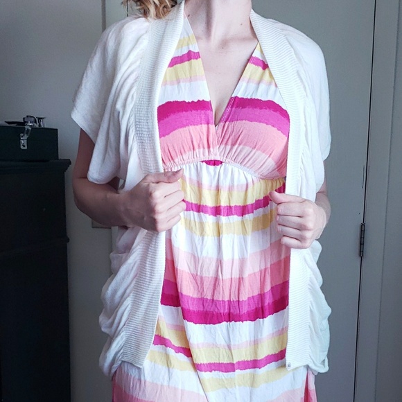 BCBGMaxAzria Sweaters - BCBG White Short Sleeve Cardigan BCBGMaxAzria Sweaters - BCBG White Short Sleeve Cardigan